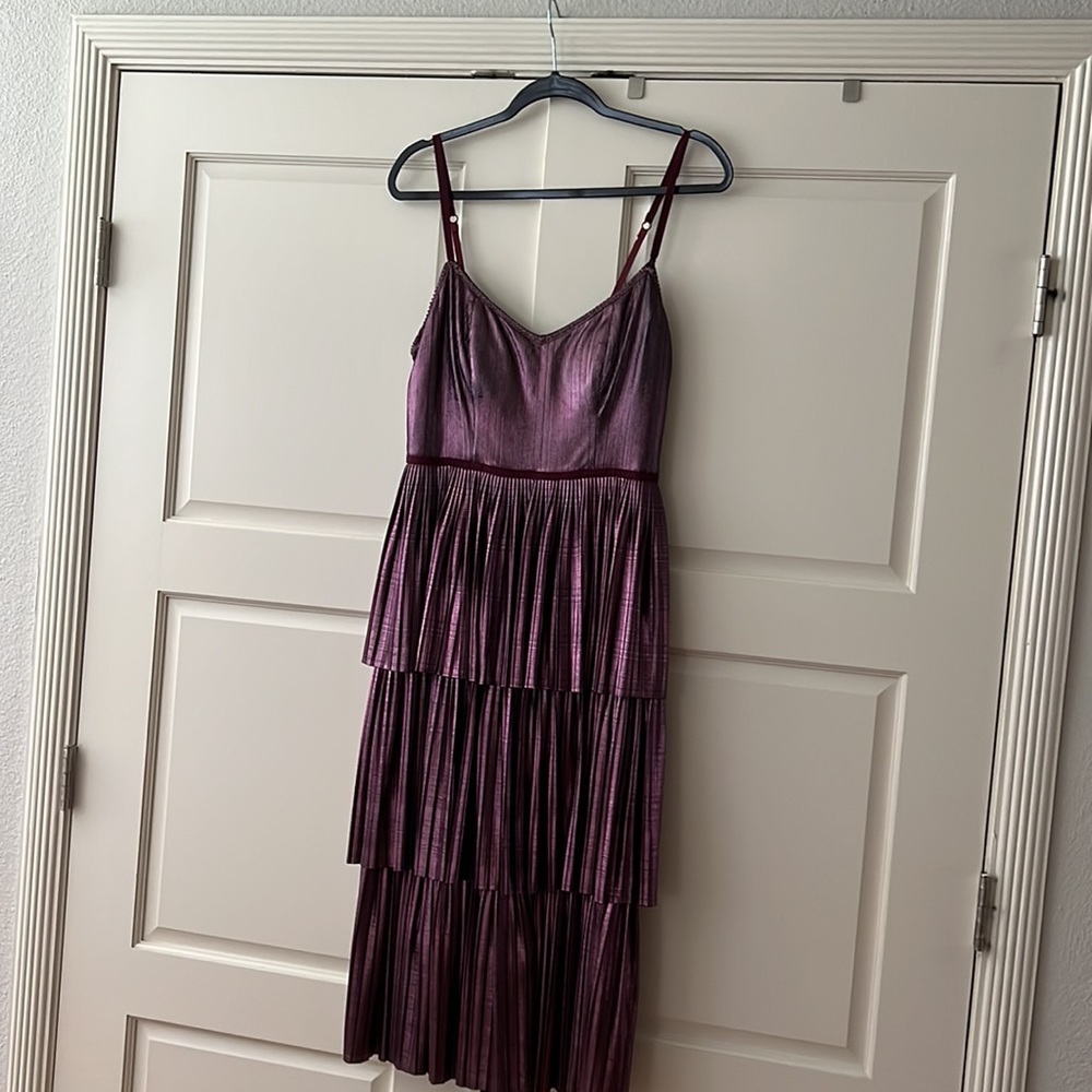 Marchesa Notte gown metallic deep purple eggplant 6 - Picture 6 of 16